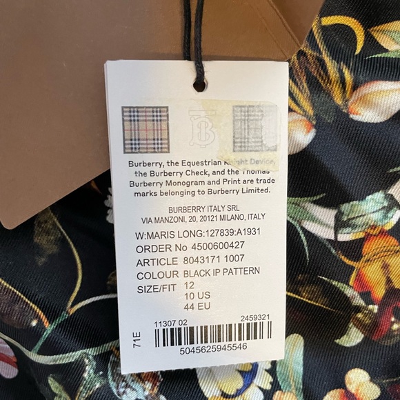 BURBERRY MARIS FLORAL SILK SLIP DRESS BLACK 
Size 10 us - Picture 3 of 5